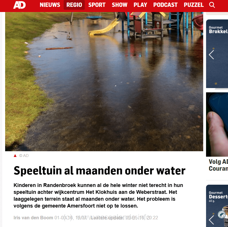 Omdat op lage punten niet altijd gebouwd kan worden, kiezen de ontwikkelaars veelal voor het gebruik van speeltuinen en/of sportvelden op een soortgelijk punt.